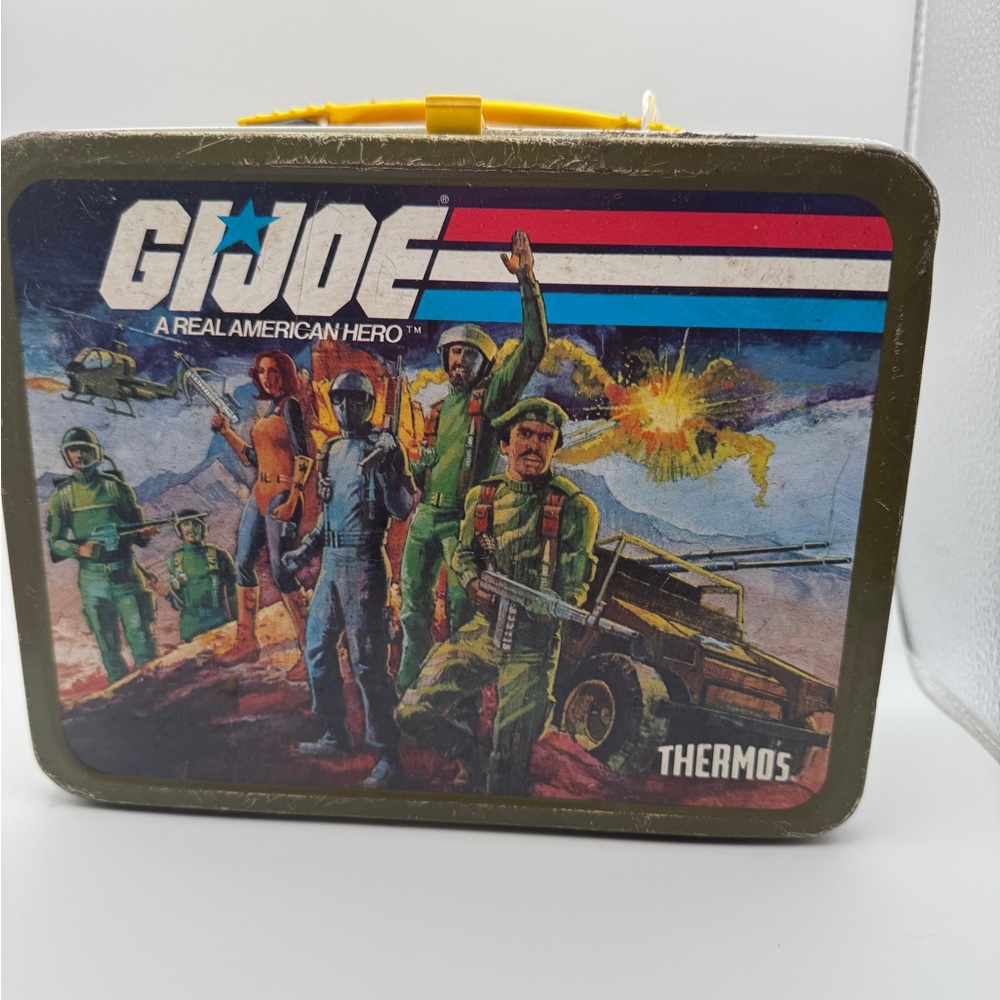 Thermos brand  GI Joe Metal Lunchbox with Yellow Handle 1992 - no thermos